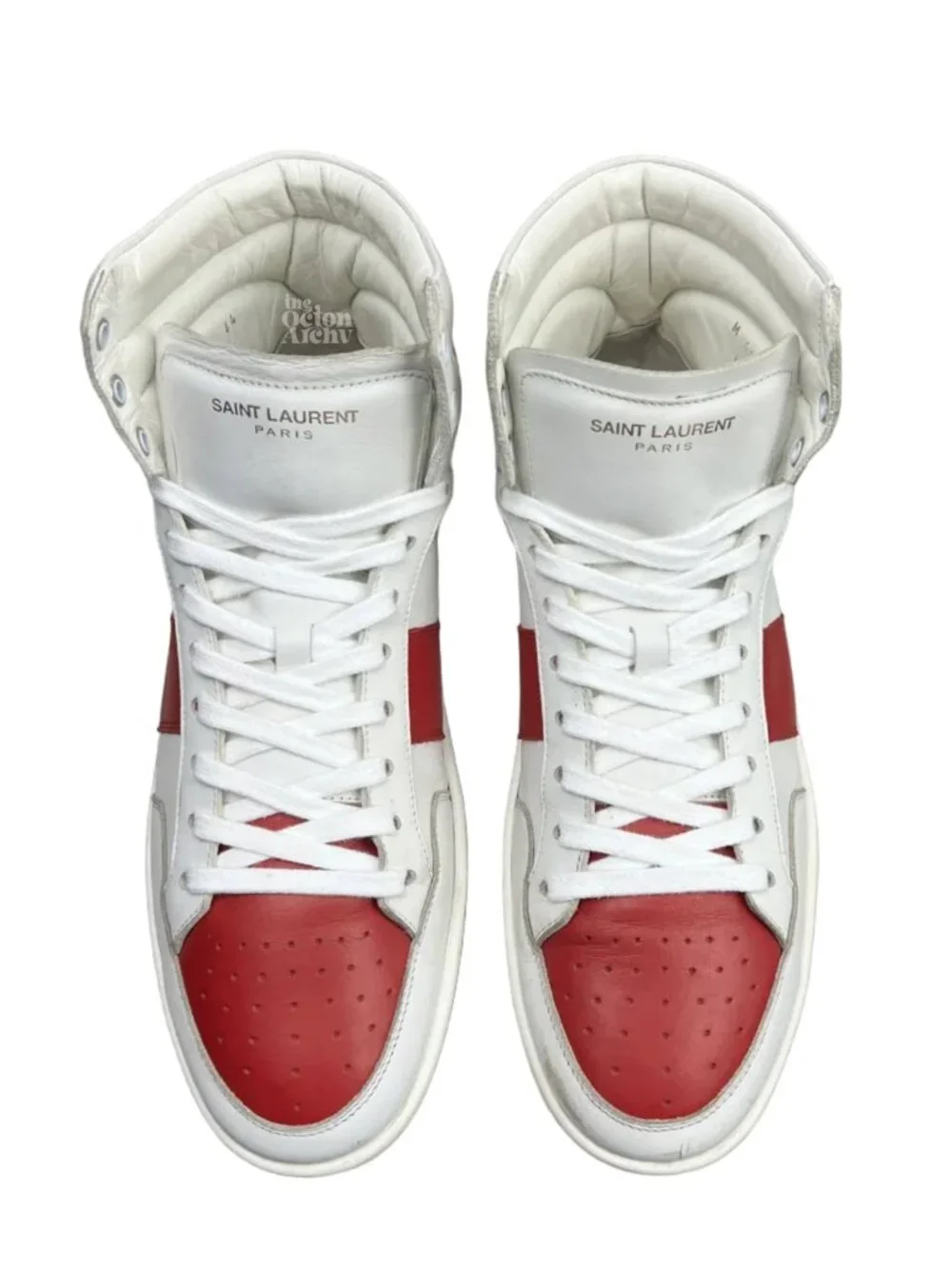 Size 11 Saint Laurent Signature Court Classic SL/10H High Top 418026 White Red